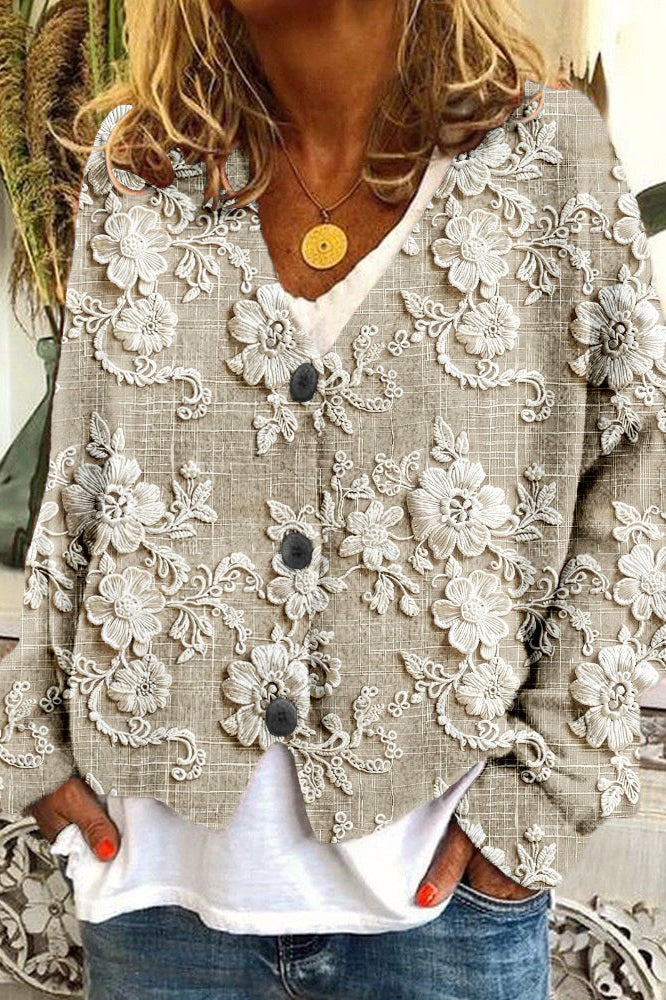Sofia™ | Cardigan med blomsterbladstråd