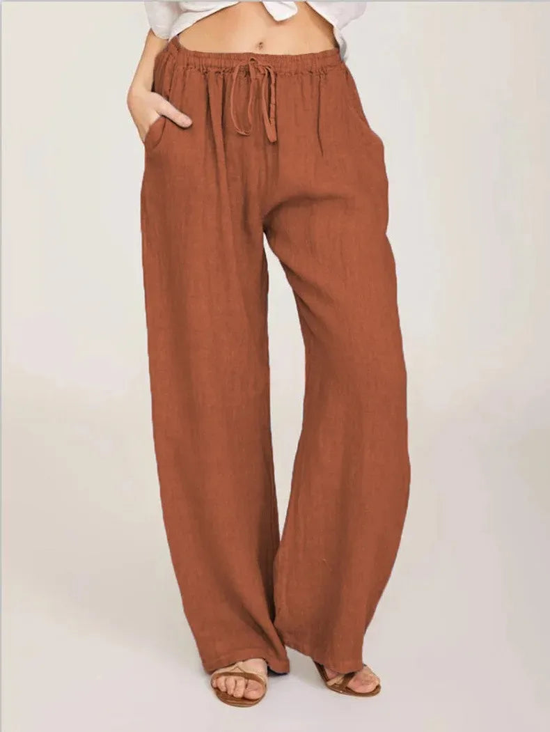 Ella™ Pantalon Oversize Femme – Coton & Lin, Streetwear Chic
