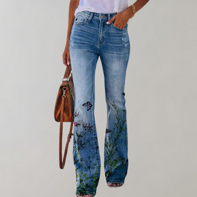 Sofia™ | Jeans med Vide Ben og Blomstermønster