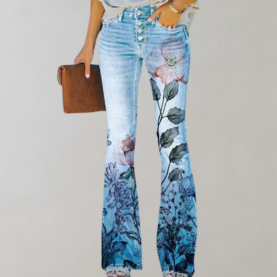 Sofia™ | Jeans med Vide Ben og Blomstermønster