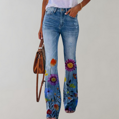 Sofia™ | Jeans med Vide Ben og Blomstermønster