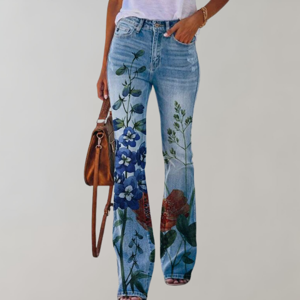 Sofia™ | Jeans med Vide Ben og Blomstermønster